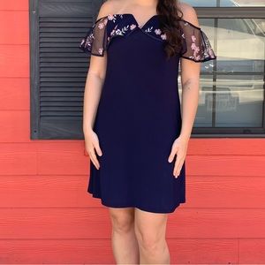 Steinmart navy dress with pink flowers